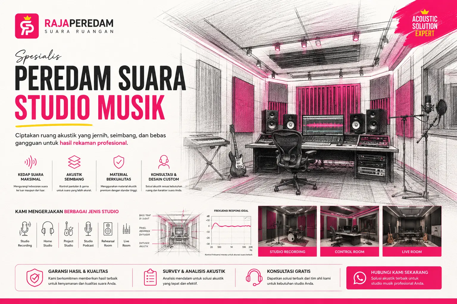 Peredam Suara Studio Musik Profesional dengan Desain Akustik Engineering